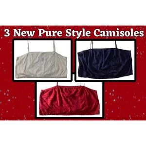 NEW Pure Style Girlfriends 3 Pack  Red - White - Navy Lace Camis Pretty
